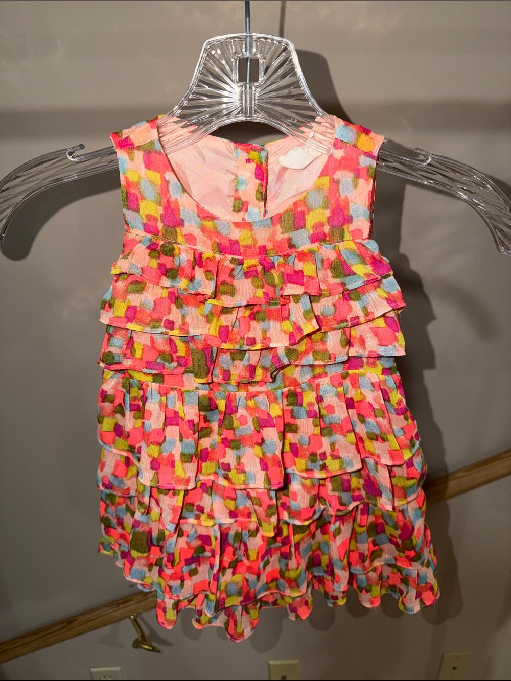 Falls Creek Pink Multicolor Ruffle Tiered Girls Dress